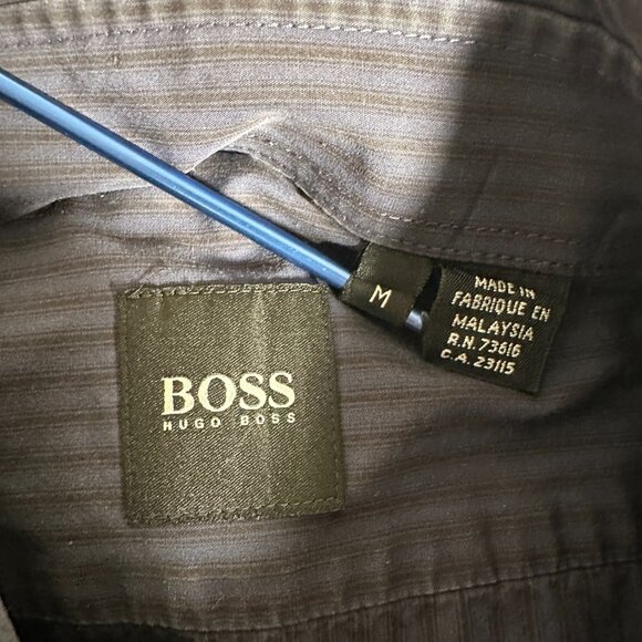 Boss Hugo Boss Shirt Men Size M Blue Stripes Long Sleeve 100% Cotton Button Down - Picture 3 of 8